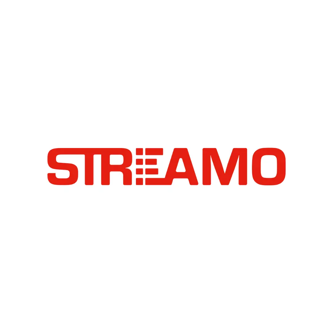 Streamo Logo in rot auf weißem Hintergrund